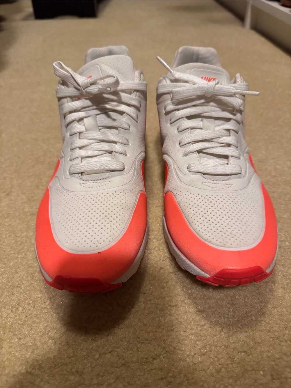 Nike Women’s White and Coral-Pink Athletic Sneakers
